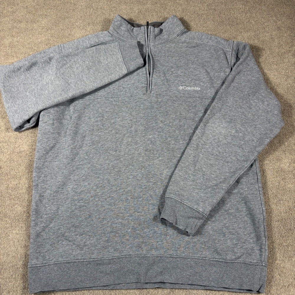 Columbia Hart Mountain II Sweatshirt Mens Large Heather Gray Cozy Warm Half Zip